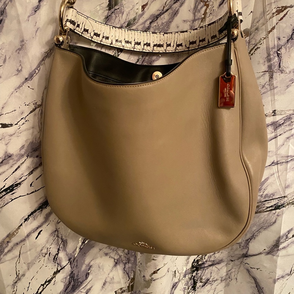 Coach Nomad Hobo Purse Stonewashed with snakeskin style handle
